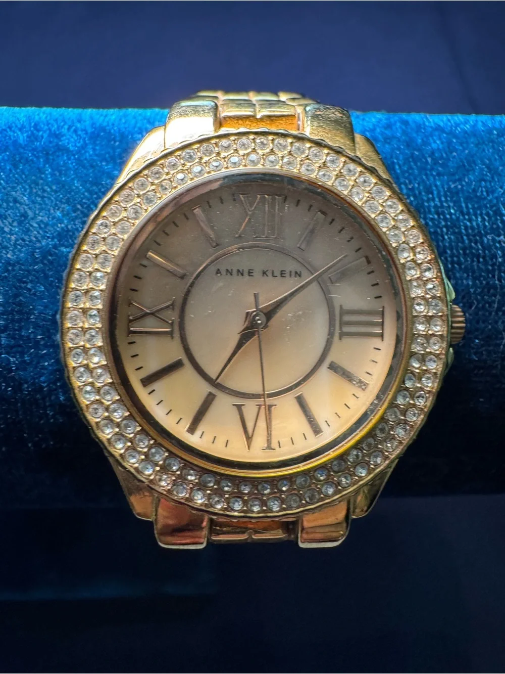 Anne Klein Gold Crystal-Accent Bracelet Watch